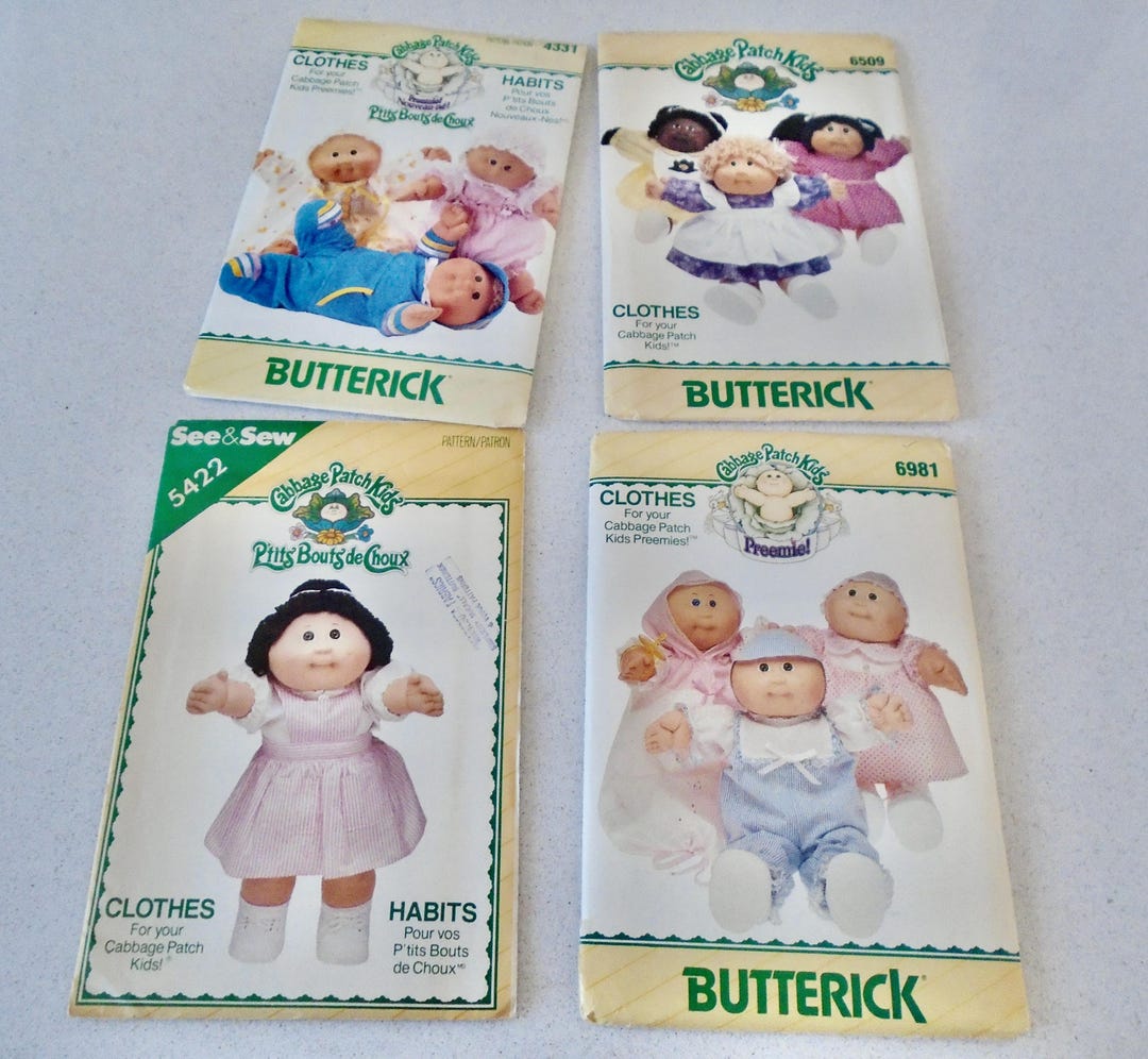 Lot 4 Cabbage Patch Kids 1980s Clothes Sewing Patterns Butterick See ...