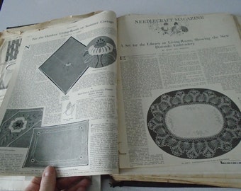 Vintage 1920s Homemade Scrapbook of Crochet Patterns & Recipes, Needlework, Household Hints OOAK