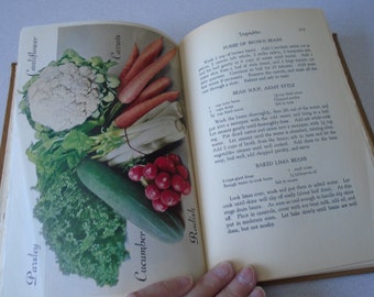 1941 The Fine Art of Cooking Vegetarian Cookbook Mildred G. Whitfield Seventh Day Adventist Lovely Color Plates + Battle Creek Food Co Diet
