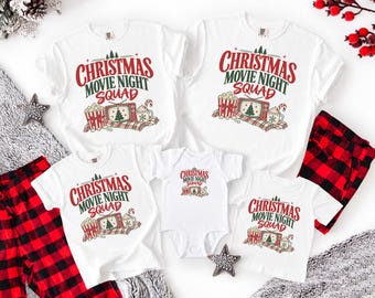 Christmas Movie Night Shirts, Matching Family Christmas Shirts, Holiday Movie Night Tee, Christmas Pajama Party, Family Xmas Matching Outfit