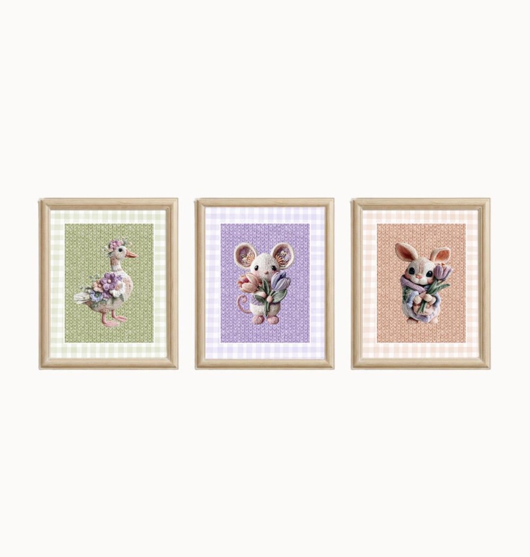 Bunny and Silly Goose Print, Girl Nursery Wall Art Set, Vintage Rabbit ...