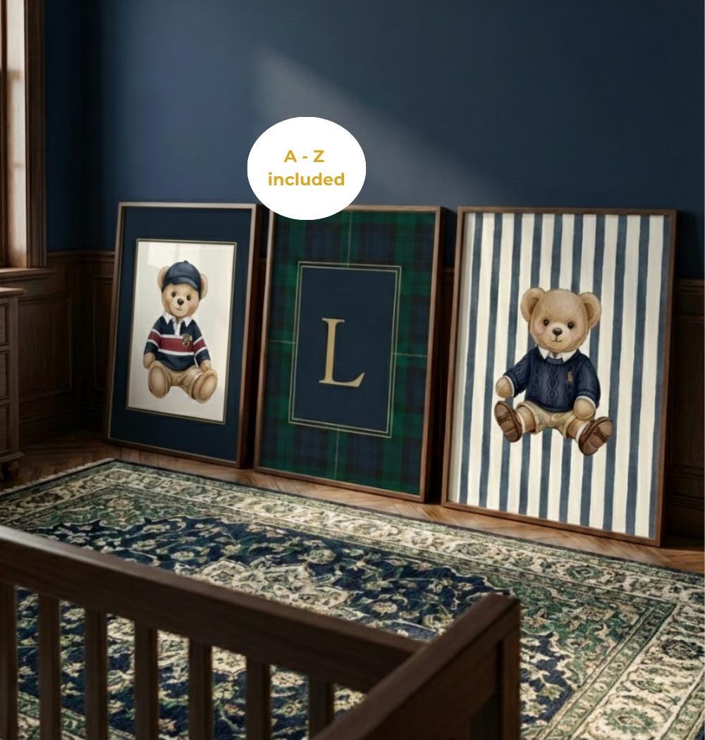 Ralph Lauren Inspired Set of 3 Poster: Boy Nursery Decor, Classic ...
