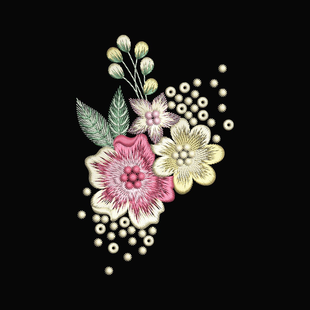 Floral Embroidery Design, Pink Flower Embroidery File, Vintage ...
