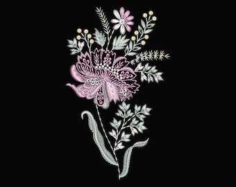 Elegant Floral Embroidery Design | Botanical Flower Pattern (Digital Download)