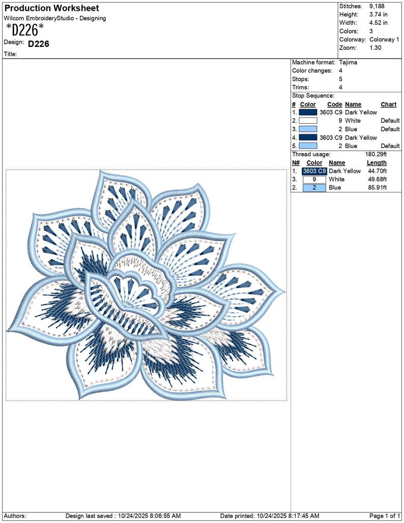 Blue Lotus Machine Embroidery Design | Textured Floral Pattern (instant ...