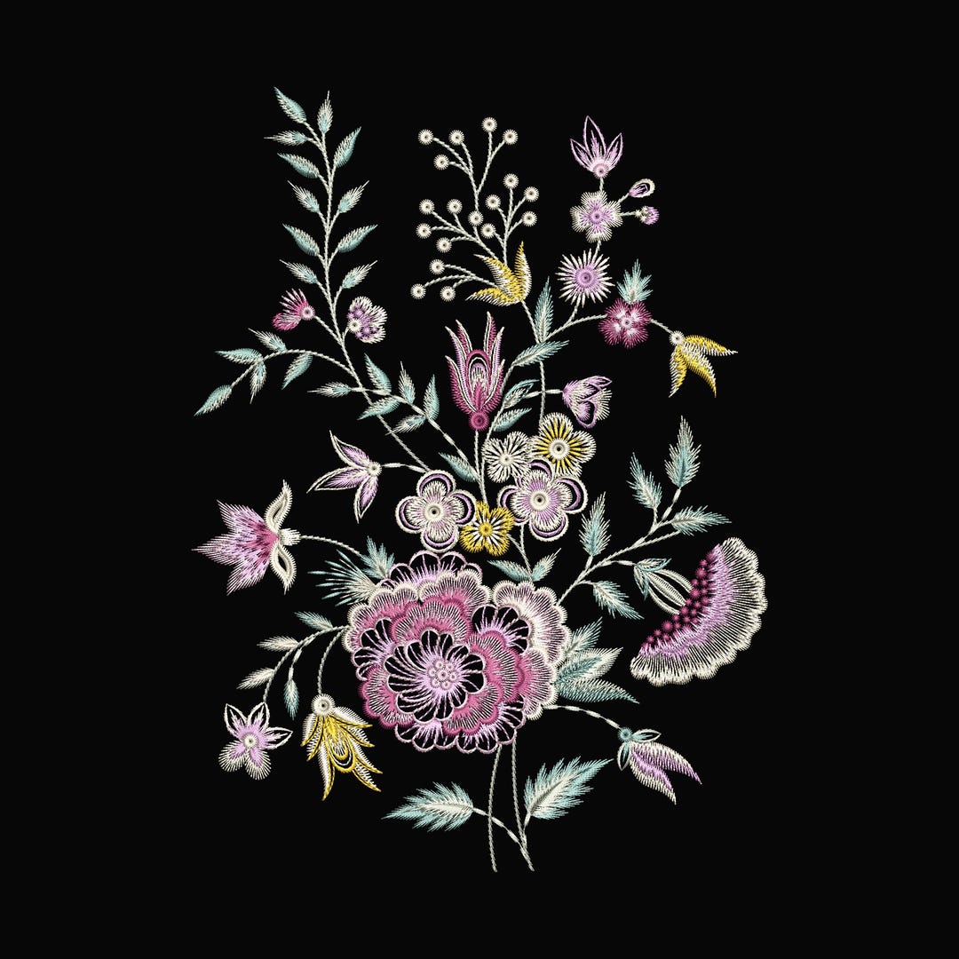 Elegant Floral Machine Embroidery Design | Botanical Pattern (digital ...
