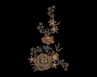 Luxury Floral Stickdatie Kurti Machine Embroidery Design | Elegant Rose Border Pattern | Machine Embroidery Patterns |