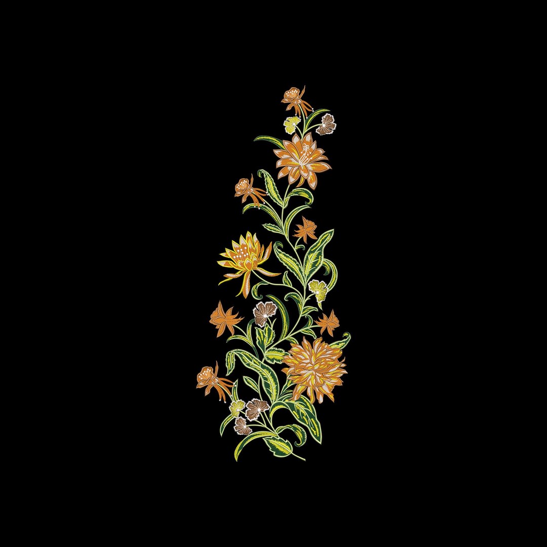 Vintage Floral Embroidery Design, Botanical Garden Machine Pattern ...
