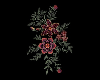 Luxury Floral Embroidery Design | Elegant Flower Machine Embroidery Pattern | Botanical Embroidery File | Digital Download | Reshamdigitizer