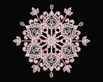 Geometric Floral Mandala Machine Embroidery Design (Digital Download)