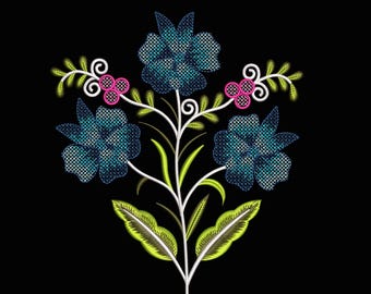 Floral Machine Embroidery Design | Stickdatei Kurti Embroidery Pattern | Digital Download | Machine Embroidery Designs for Kurti & Dress