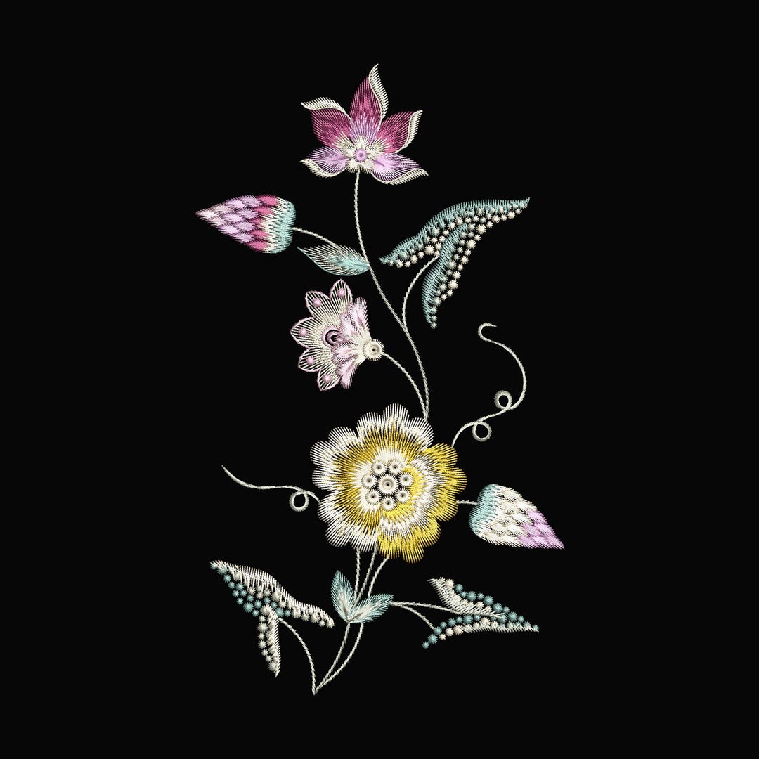 Elegant Floral Embroidery Design | Vintage Flower Machine Embroidery ...