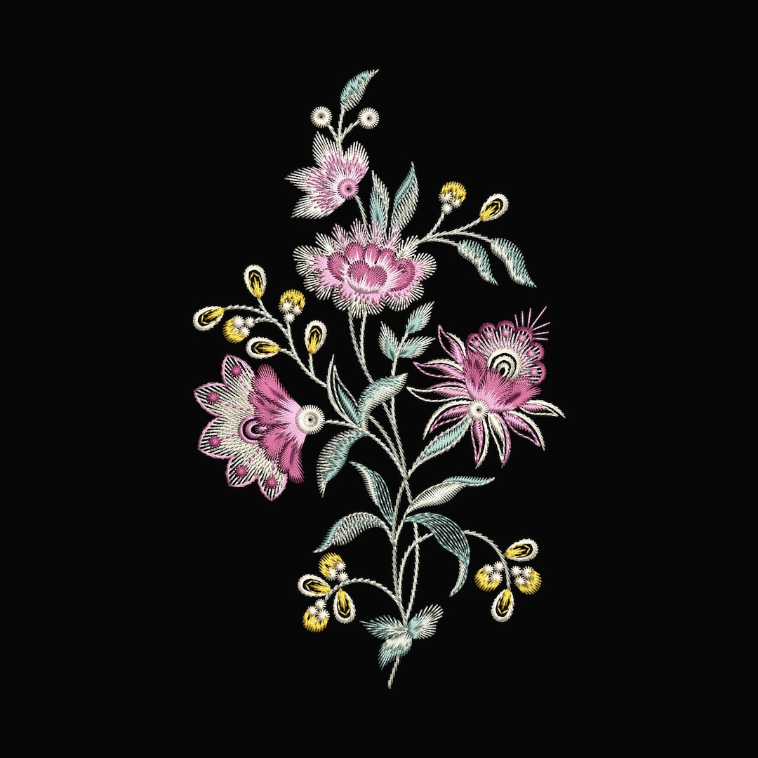 Vintage Floral Bouquet Embroidery Design, Botanical Machine Pattern ...