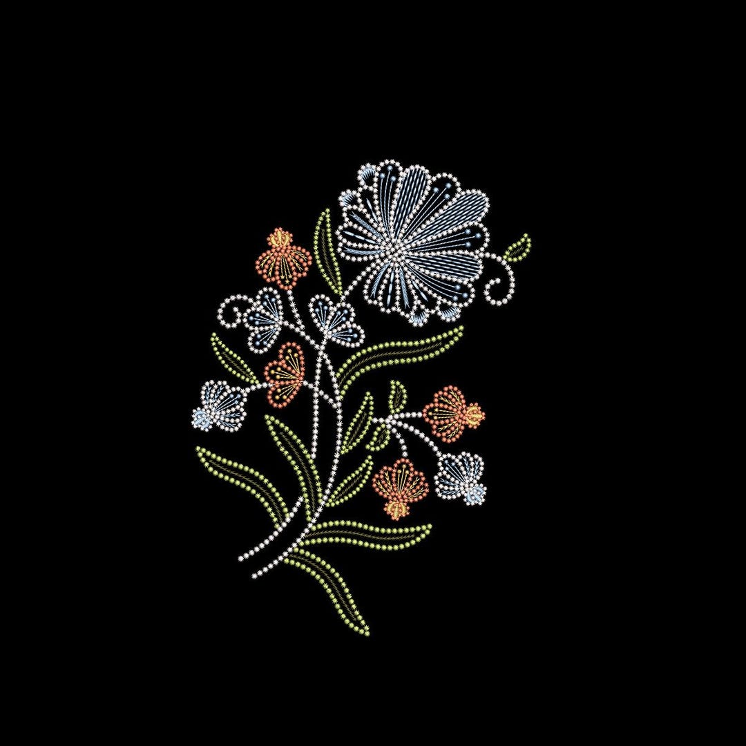 Elegant Floral Embroidery Design, Vintage Flower Bouquet Machine ...