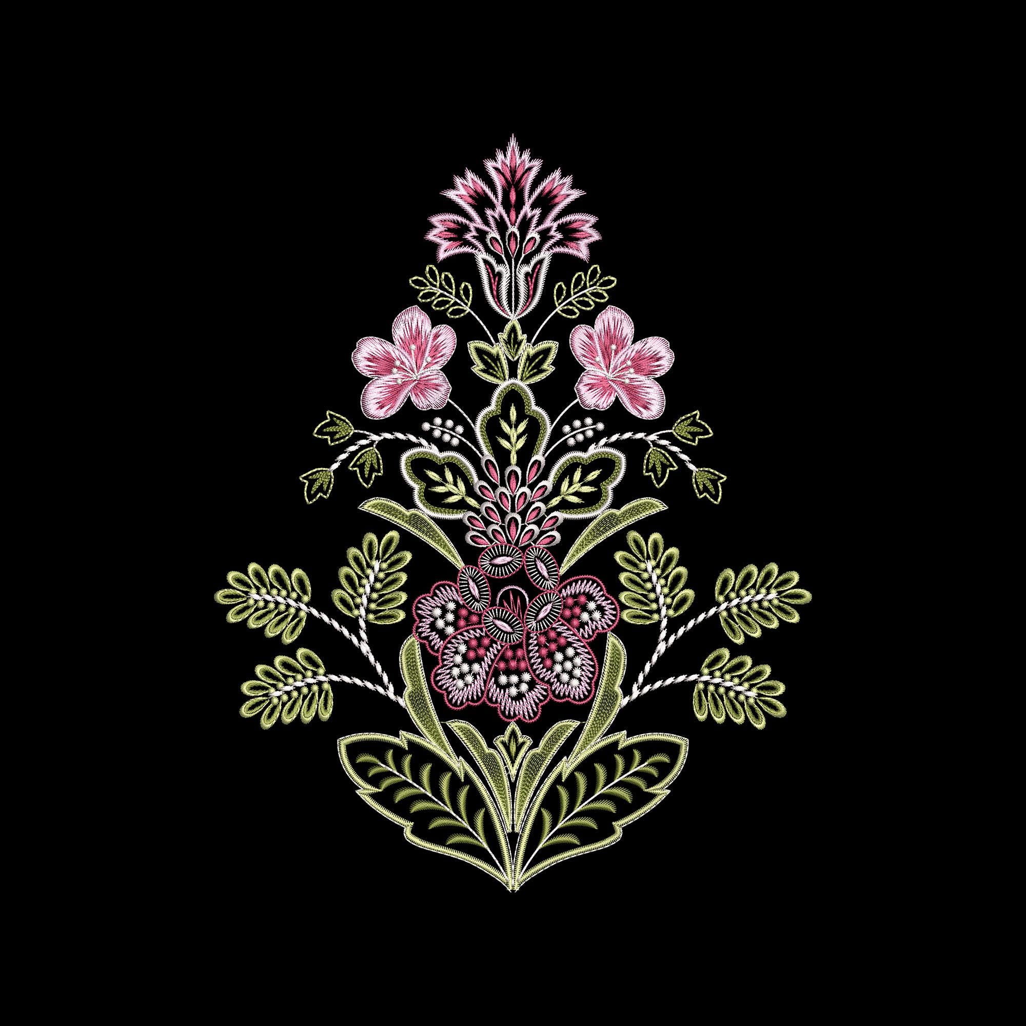 Elegant Floral Bouquet Embroidery Design | Vintage Botanical Machine ...