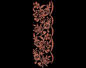 Floral Embroidery Border Design | Elegant Flower Lace Pattern | Machine Embroidery File | Decorative Floral Border Motif | Instant Download