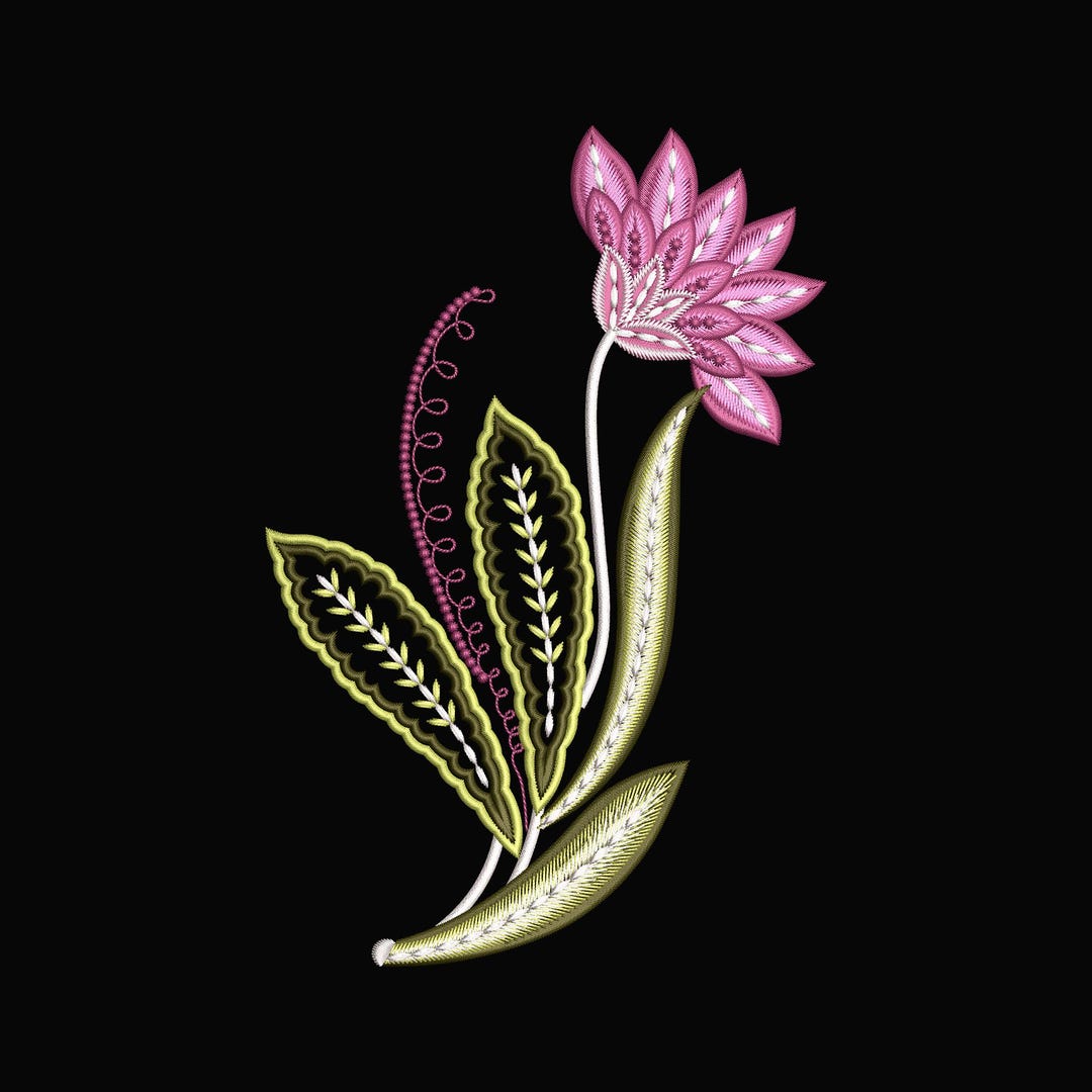 Floral Machine Embroidery Design | Botanical Flower Embroidery Pattern ...
