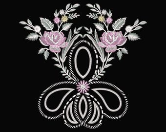 Floral Neckline Embroidery Design | Machine Embroidery Pattern | Elegant Yoke Embroidery | Dress Neck Embroidery Design | Digital Download