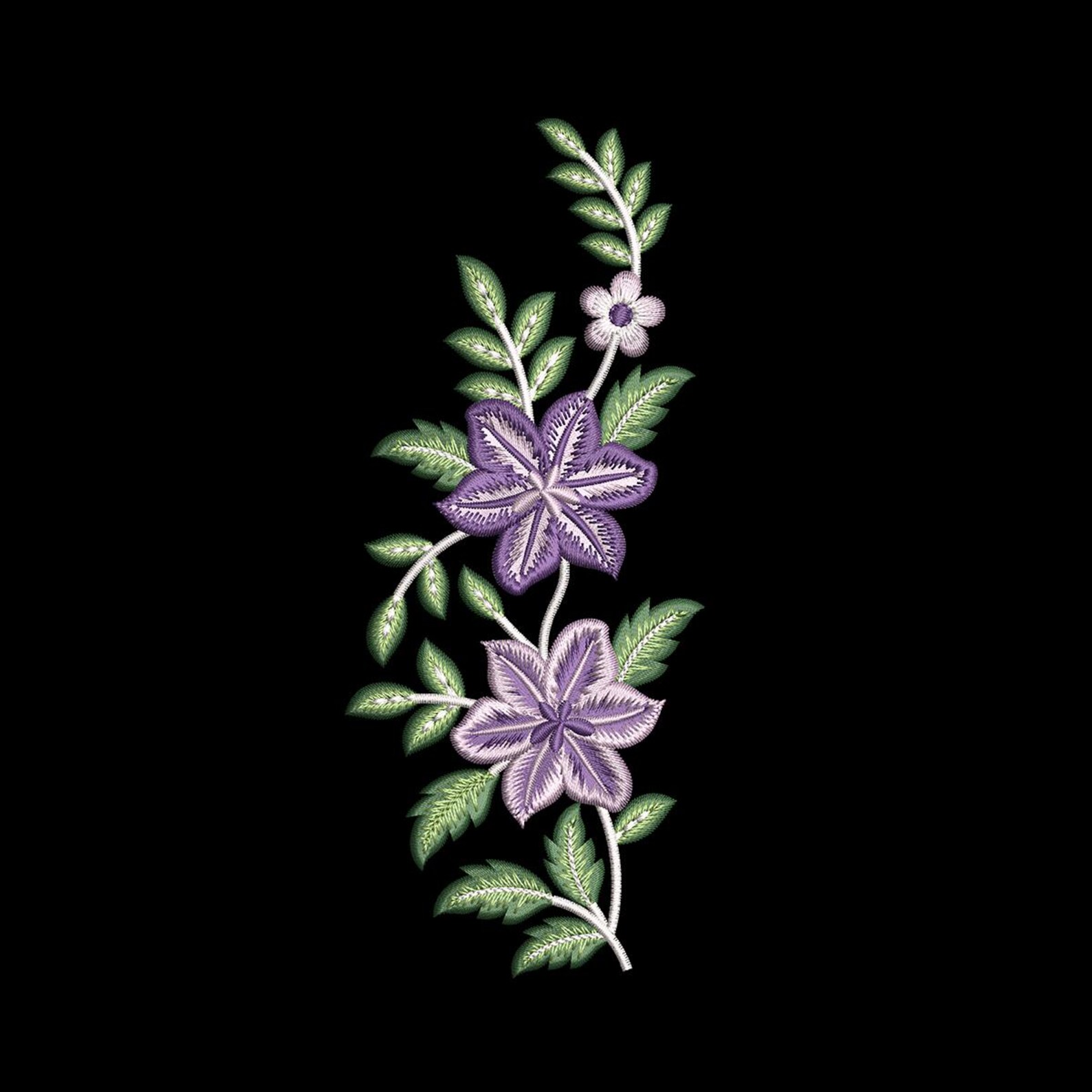 Purple Floral Embroidery Design – Instant Download | 2.73"x6.55" (69 ...
