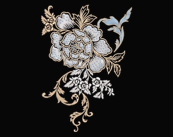 Floral Machine Embroidery Design | Stickdatei Kurti Embroidery Pattern | Elegant Flower Embroidery | Digital Download