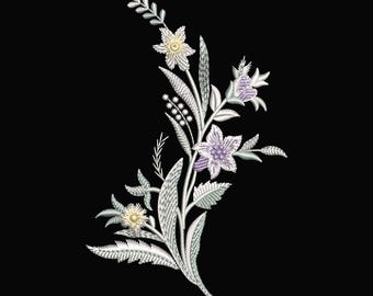 Floral Branch Machine Embroidery Design | Wildflower Embroidery Pattern | Botanical Embroidery Design | Nature Floral Embroidery | Download
