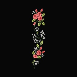 Disegno da ricamo con bordo floreale di rose, elegante tralcio di fiori (disegni da ricamo digitali)