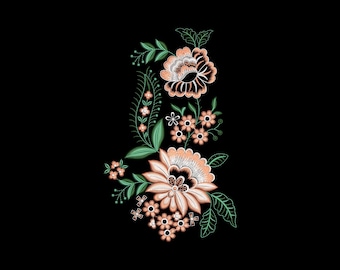 Floral Embroidery Design | Vintage Botanical Machine Pattern (Instant Download)
