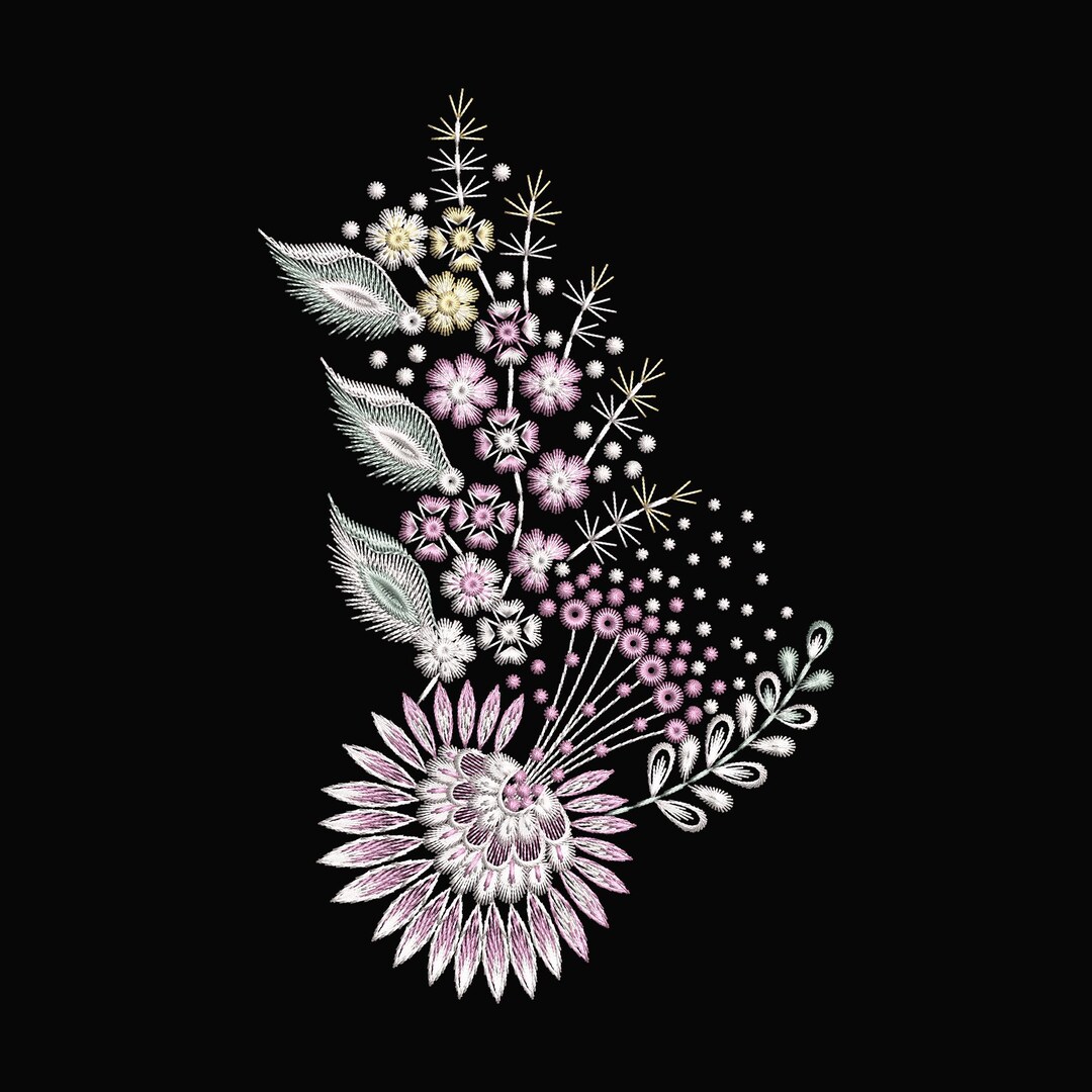 Floral Bouquet Machine Embroidery Design | Botanical Flower Pattern ...
