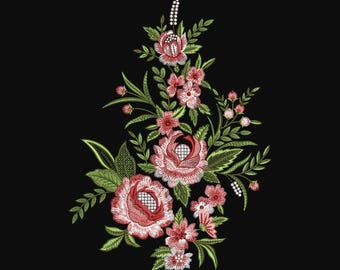 Floral Embroidery Design | Vintage Flower Bouquet Machine Embroidery Pattern (Instant Download)