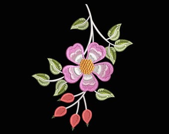 Floral Embroidery Design, Elegant Flower Machine Embroidery File, Vintage Floral Motif, Digital Download for Hoop Art & Apparel
