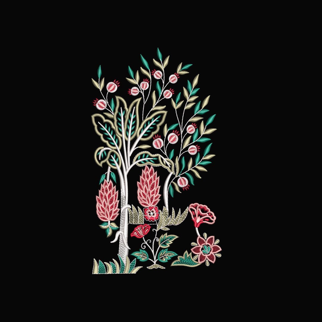 Mughal Pattern Tree Embroidery Designs | Mughal Tree | Digital File Download | Exotic ...