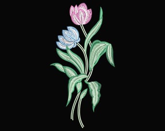 Tulip Embroidery Design Bundle, Floral Bouquet Machine Embroidery File, Spring Flower pes dst jef exp, Botanical Instant Download