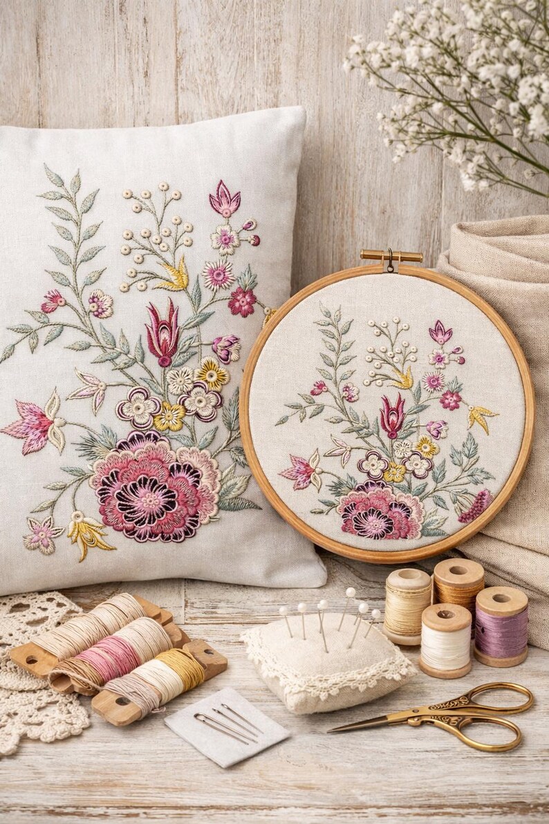 Elegant Floral Machine Embroidery Design | Botanical Pattern (digital ...