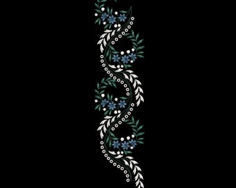 Elegant Floral Embroidery Border Design |  High Machine Embroidery Pattern | Digital Download | Instant DST File