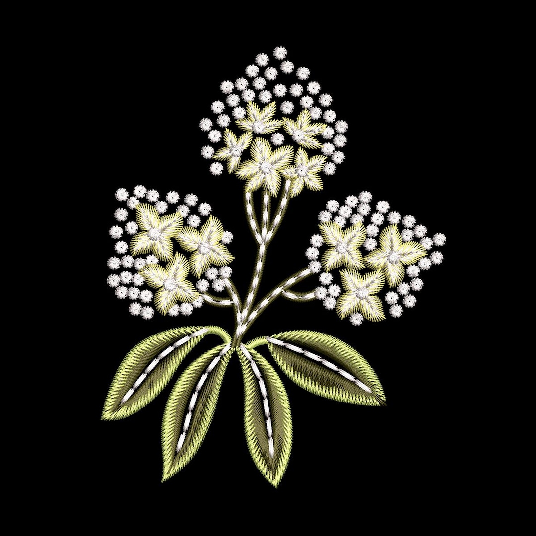 Floral Branch Machine Embroidery Design | Botanical Flower Embroidery ...