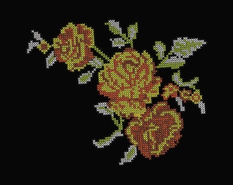 Cross Stitch Machine Embroidery Design | Vintage Rose Embroidery Pattern | Machine Embroidery Designs for Clothing & Home Decor