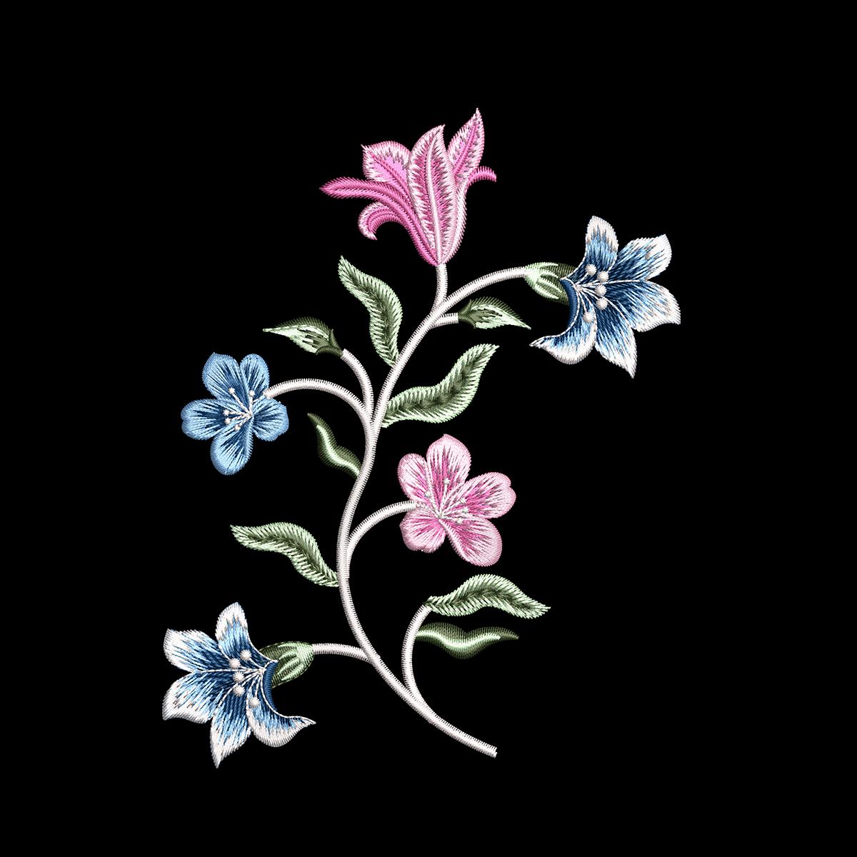 Floral Branch Machine Embroidery Design | Elegant Botanical