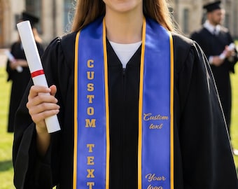 Estola de graduación personalizada con nombre y logotipo, banda de graduación de la clase de 2026, estola personalizada para estudiantes de último año de secundaria y universidad, idea para regalos de graduación