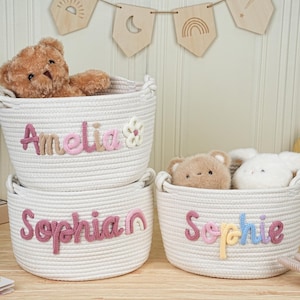 Personalized Handmade Baby Basket, Monogrammed Woven Basket, Baby Gift, Baby Shower Gift, Baby Basket, Storage Basket, Toy Organizer