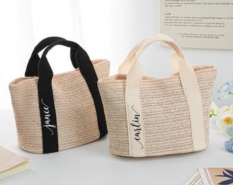 Custom Beach Straw Bags, Bridesmaid Bag, Bridal shower bag, Wedding Gift, Beach Bag Bachelorette, Bridesmaid Proposal,Tote Bag,Birthday Gift