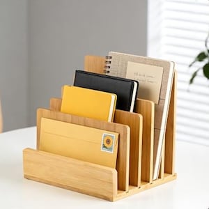 Desk File Mail Organizer - Letter Trays & Stacking Supports - Desktop Document Organizer - Office Desk Storage - 5 Slot File Holder