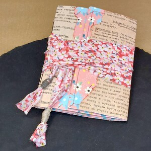 Quaderno infradito, diario di scrittura pieghevole con tasche, doppio opuscolo A6, carta per appunti, lista della spesa in tasca, motivo floreale rosa