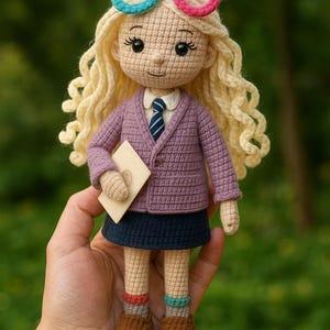Handmade Amigurumi Crochet Doll – Luna Inspired | Cute Plush Doll Gift for Girls | Collectible Yarn Toy | Wizard School Cosplay Decor