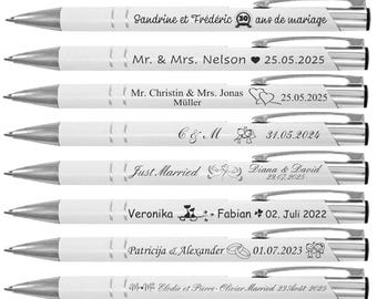 50 - 500 Personalized Wedding Pens for Guests – Set of Elegant Engraved Pens with Names and Wedding Date. Wedding gifts.