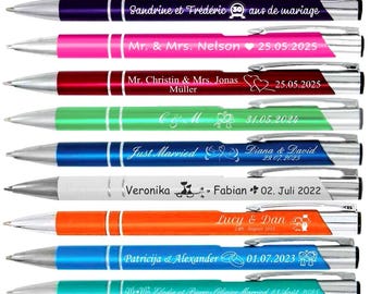 50 - 500 Personalized Wedding Pens for Guests – Set of Elegant Engraved Pens with Names and Wedding Date. Wedding gifts.