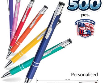 500x Personalized Metal Pens with Your Custom Logo | Laser Engraved | Bulk Business Gifts, Wedding Favors, Promotional Pens