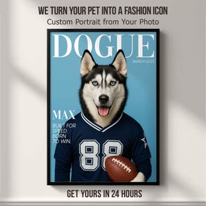 DOGUE Style Custom Pet Portrait – Personalized Magazine Cover Wall Art – Unique Pet Lover Gift, Funny Custom Pet Print