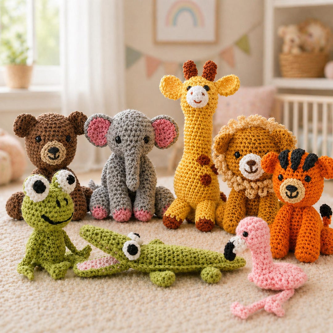 Amigurumi Animal Pattern Bundle PDF, Beginner Crochet Toy Practice Set ...