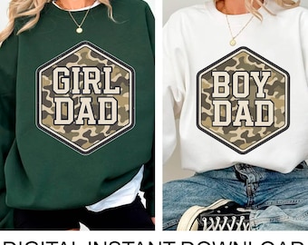 Girl Dad Camo Crest PNG, Father's Day Design (Digital Download)