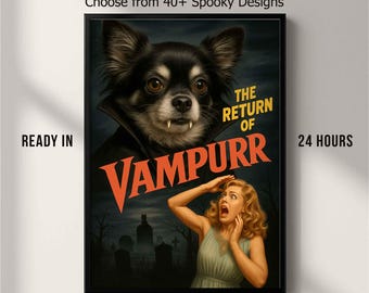 Custom Halloween Pet Portrait – Funny Witch or Magical Pet Art, Personalized Digital Download, Poster or Canvas Wall Decor